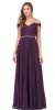 Cold Shoulder Beaded Lace Bodice Long Prom Dress in Plum